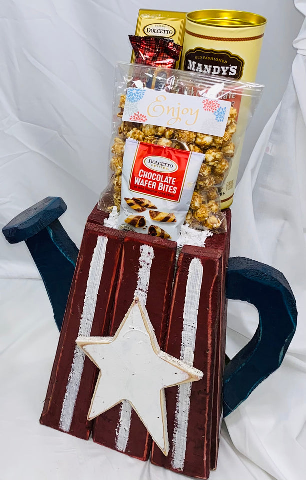 Fourth of July Wood Watering Basket
