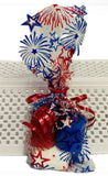 Decorative item with red, white, and blue stars and stripes on a white background