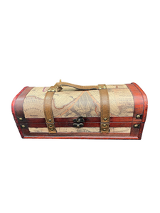 Antique World Map Wine Box with Handle